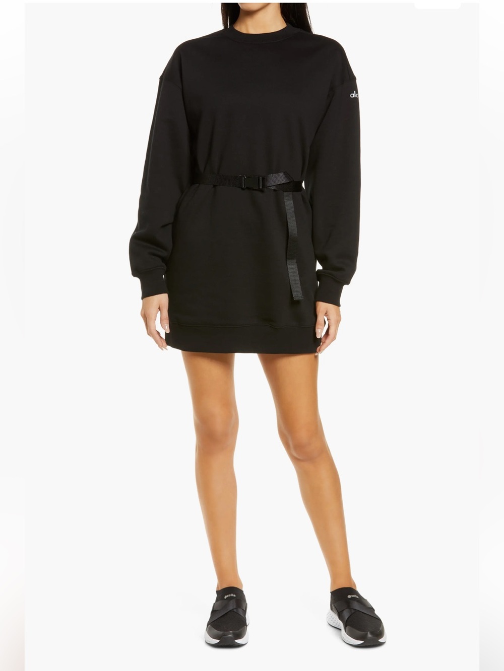 Alo Yoga Cityscape Cotton Blend Sweatshirt Dress In Black